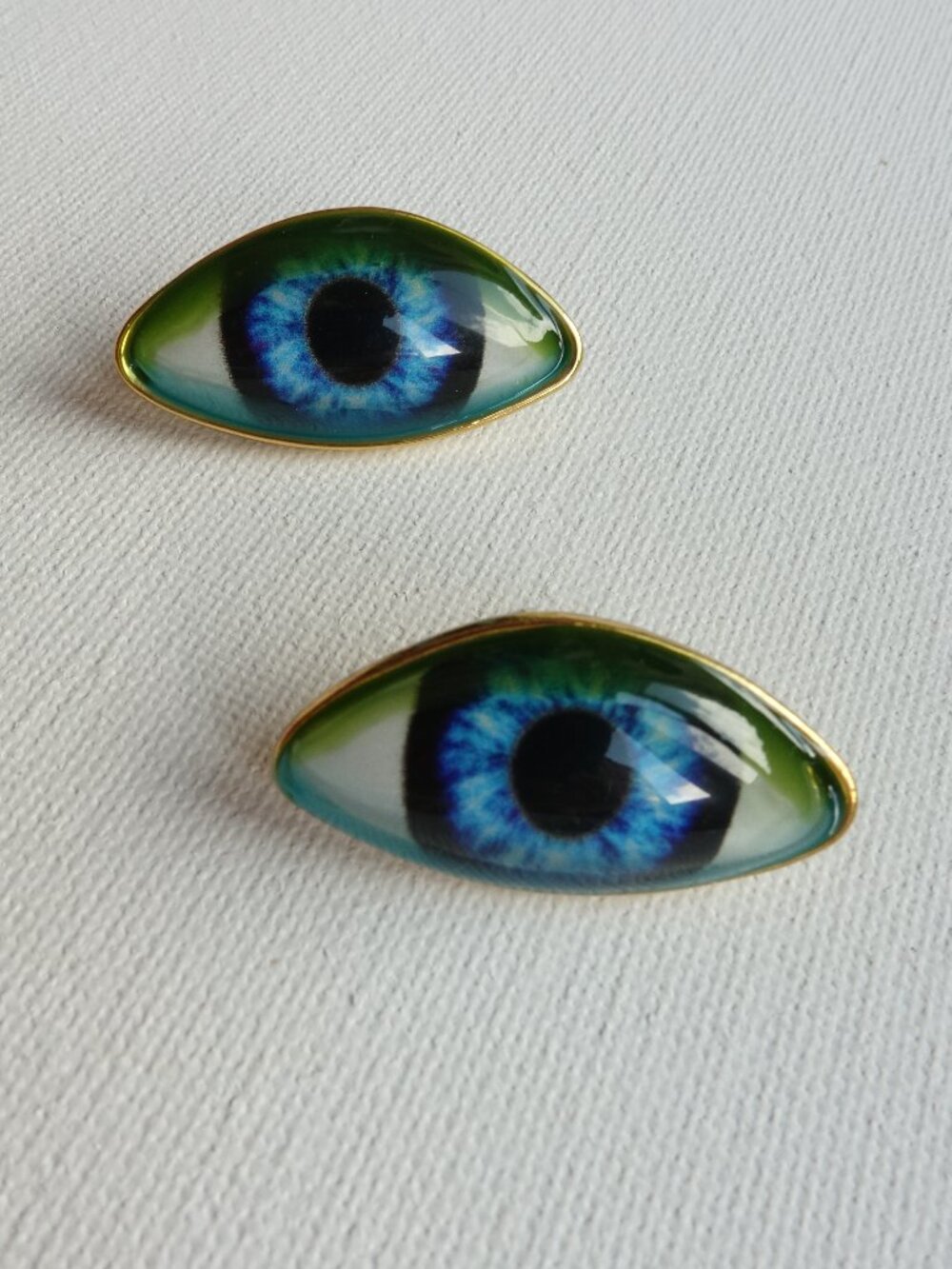 🆕️ Schiaparelli Signed Anatomy Blue Evil Eye Earrings 925 NWOT
